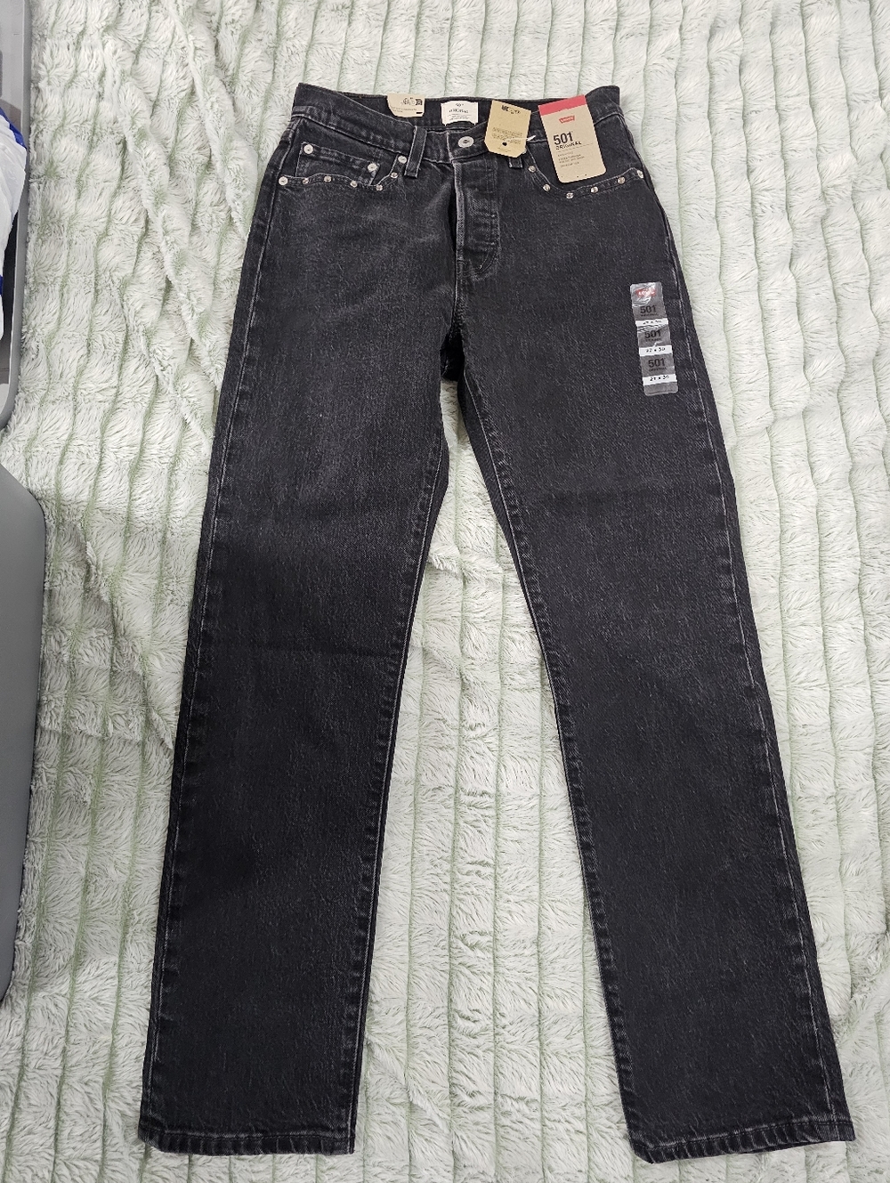 Vintage Levis 501 90's NWT Black Jeans With Studs